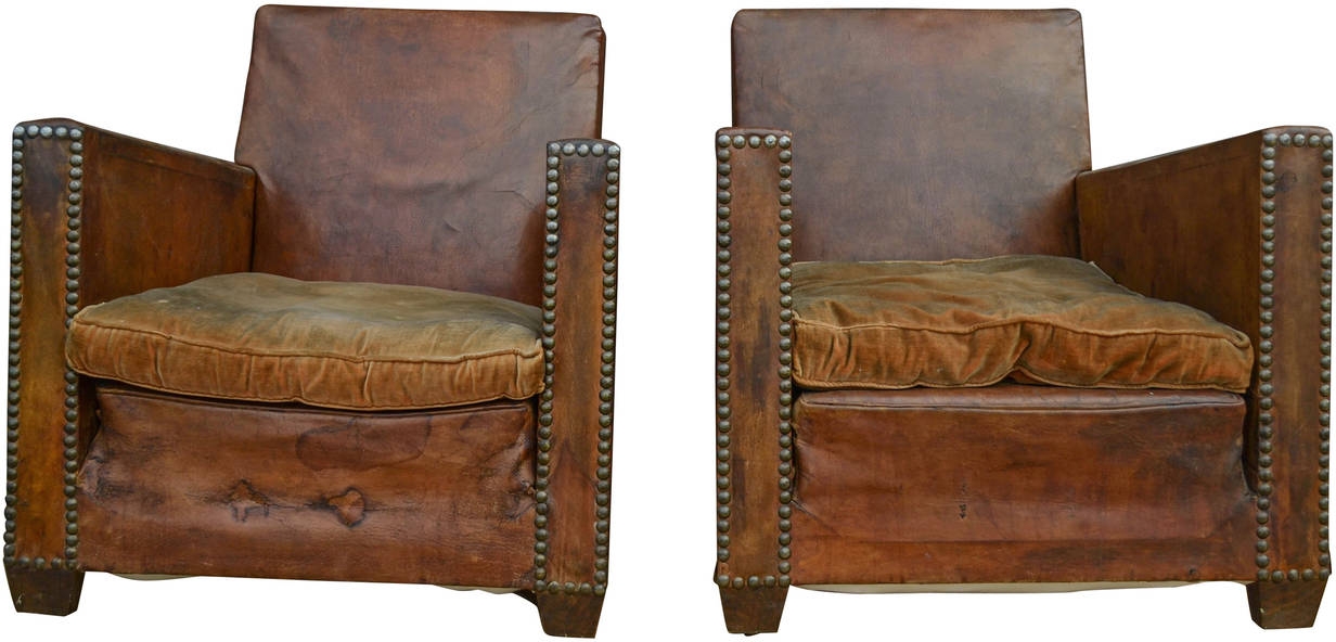 Pair of Leather Club Chairs