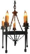 Bold Renaissance Style Five Arm Cast Iron Chandelier