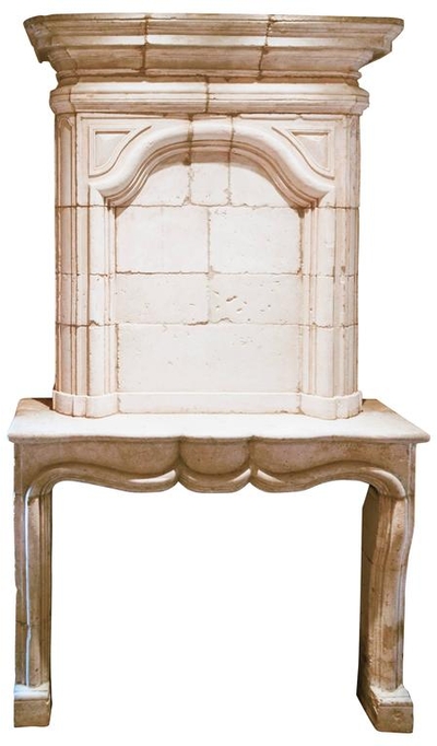 Antique Regence Limestone Fireplace with Trumeau, circa 18th Century